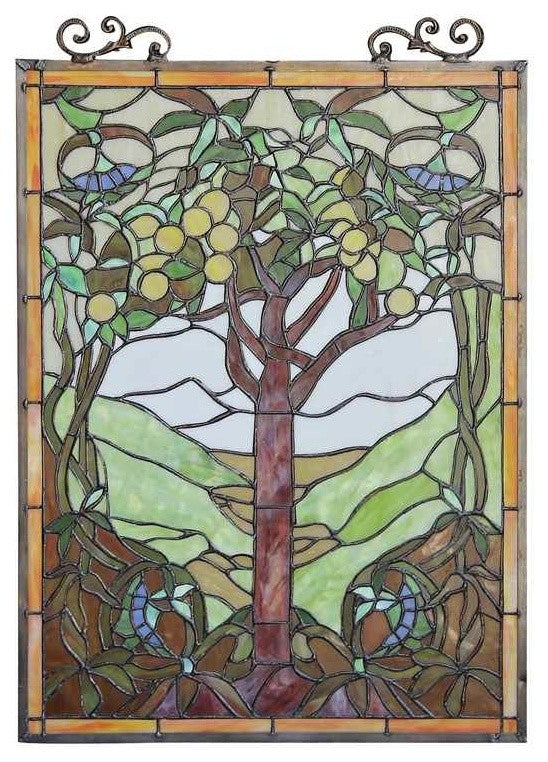 Olea Tiffany-Glass "Fruits Of Life" Window Panel