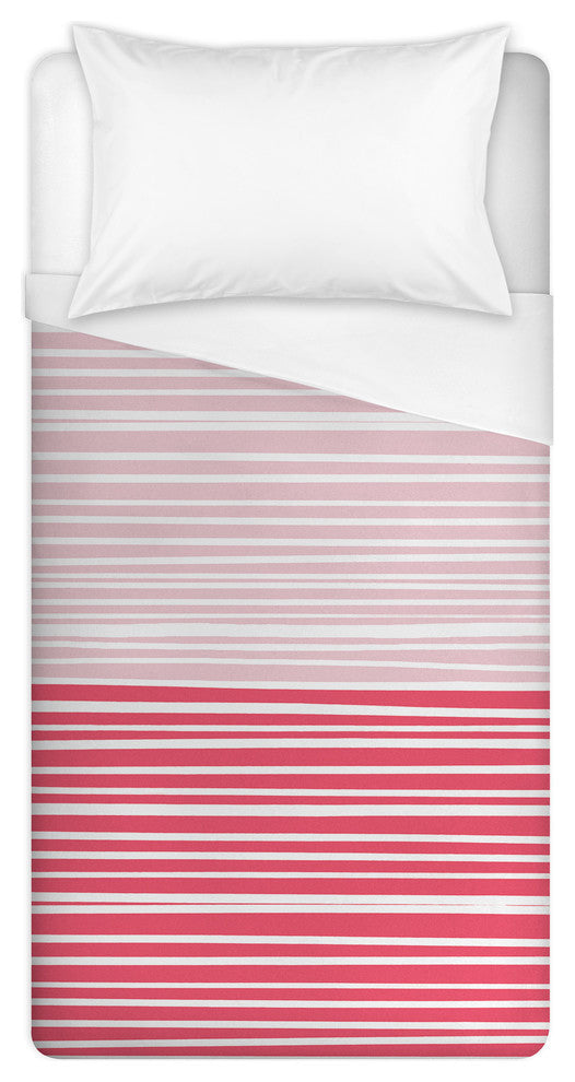 Pink Stripes Twin Brushed Poly Duvet Cover