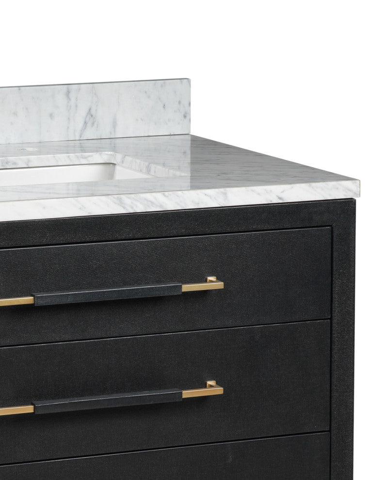 Verona 36" Black Linen Vanity with Rectangular Undermount Sink