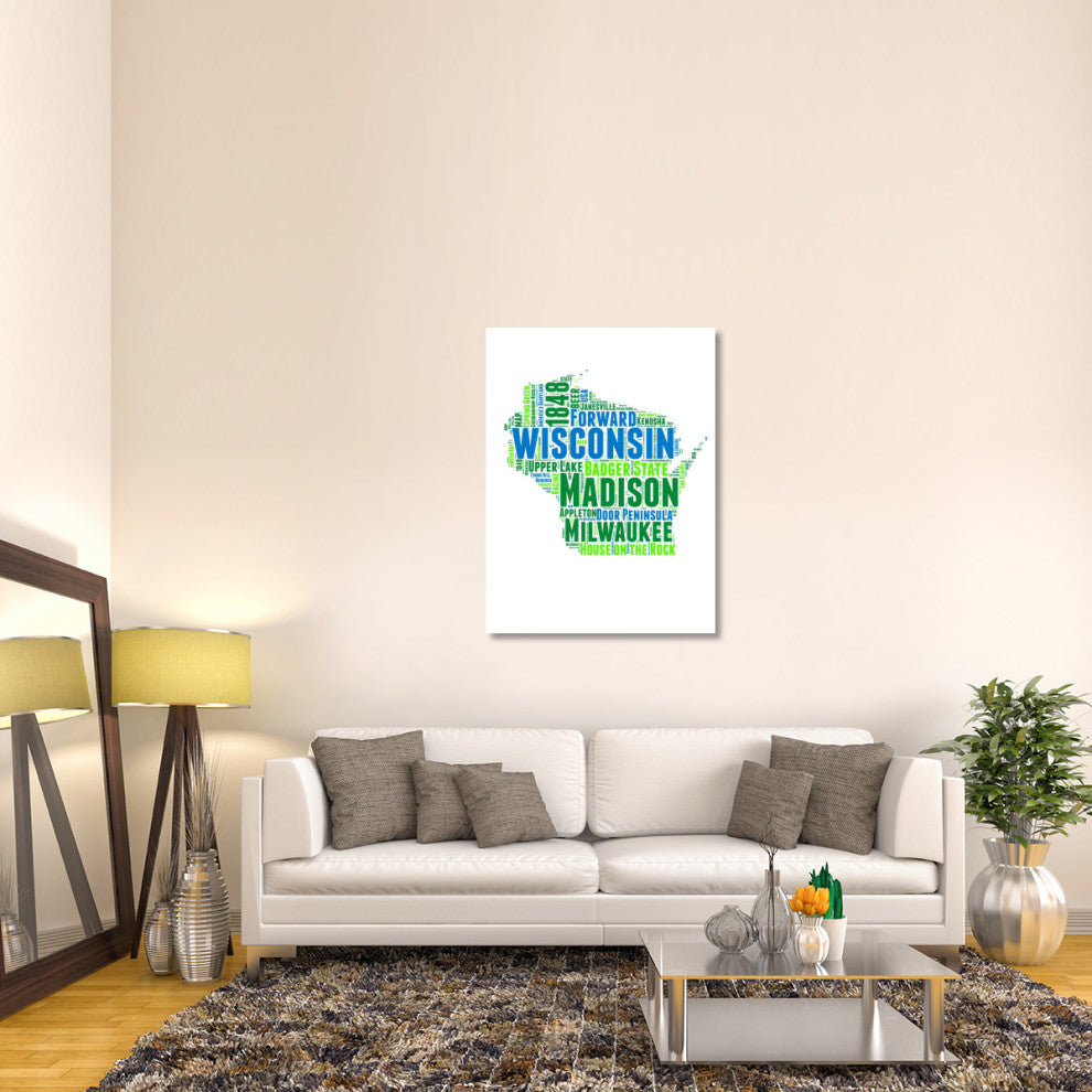 "Wisconsin Word Cloud Map" Fine Art Print