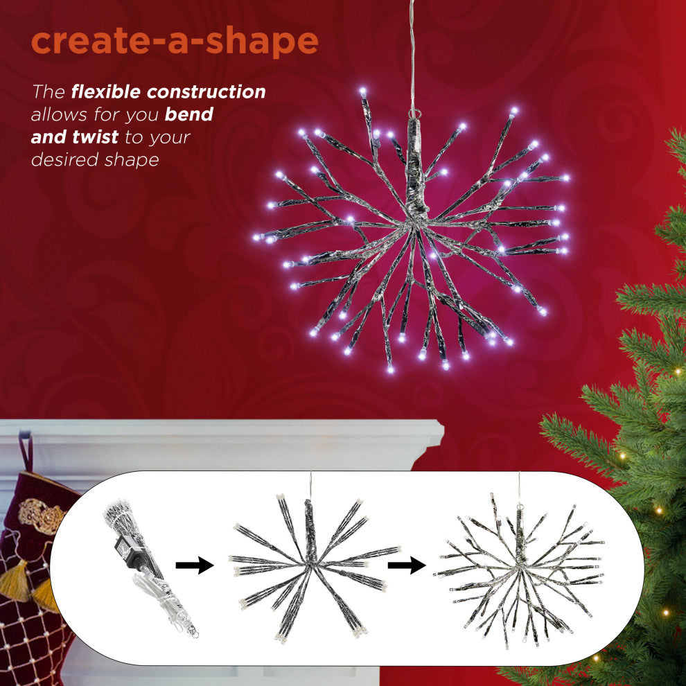 10"H Indoor Christmas Snowflake Ornament with White LED Lights, Silver