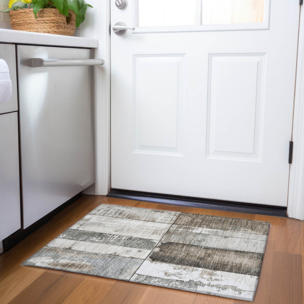 Machine Washable Indoor/Outdoor Chantille ACN1877 Taupe 1'8" x 2'6" Rug