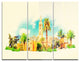 "Marakesh Panoramic View" Watercolor Metal Wall Art, 3 Panels, 36"x28"