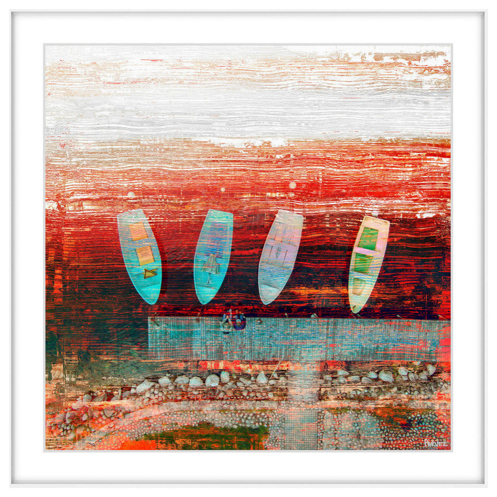 "Sitting on The Pier" Framed Painting Print, 18"x18"