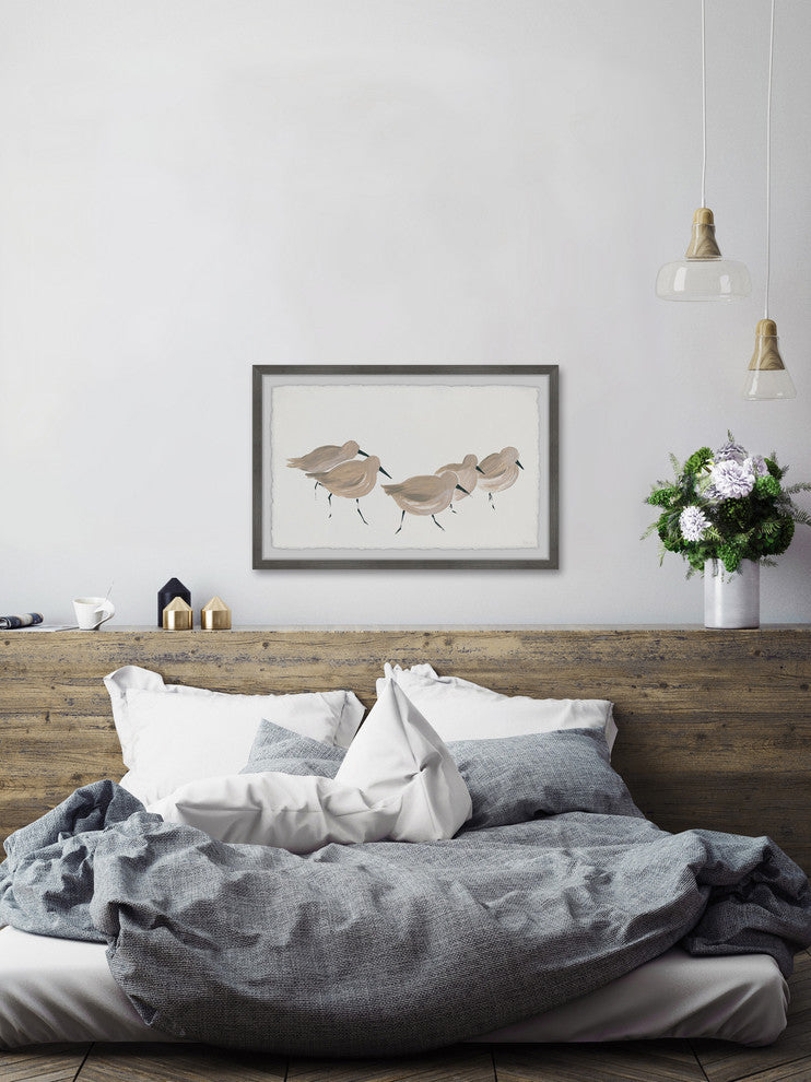 "Little Brown Birds" Framed Painting Print, 18"x12"