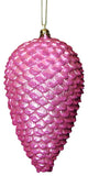 Shatterproof Glitter Pine Cone Christmas Ornaments, Set of 6, Bubblegum Pink