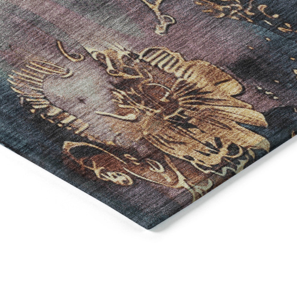 Machine Washable Indoor/Outdoor Chantille ACN1869 Blue 5' x 7'6" Rug
