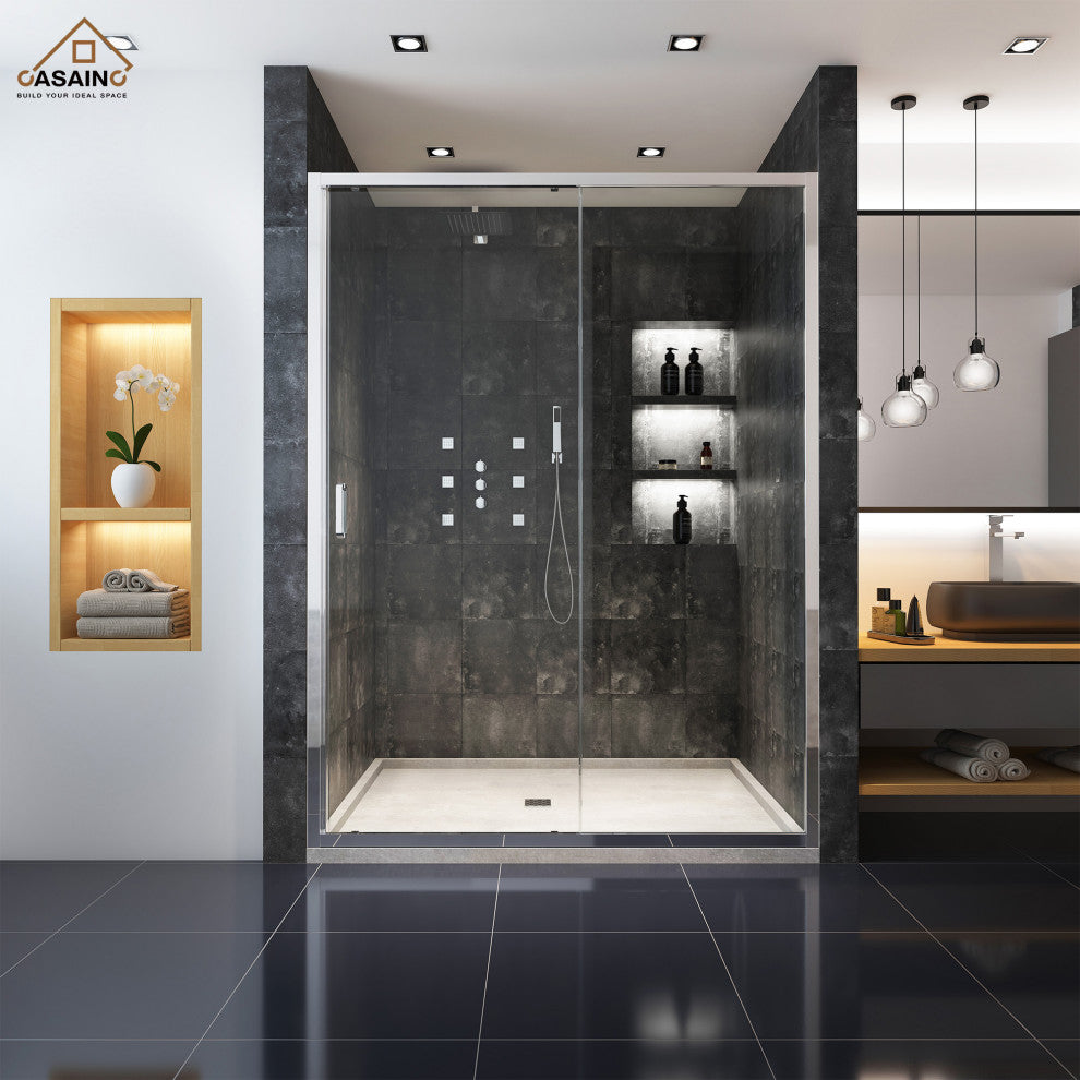 60-in x 72-in Framed Sliding Shower Door, Chromed