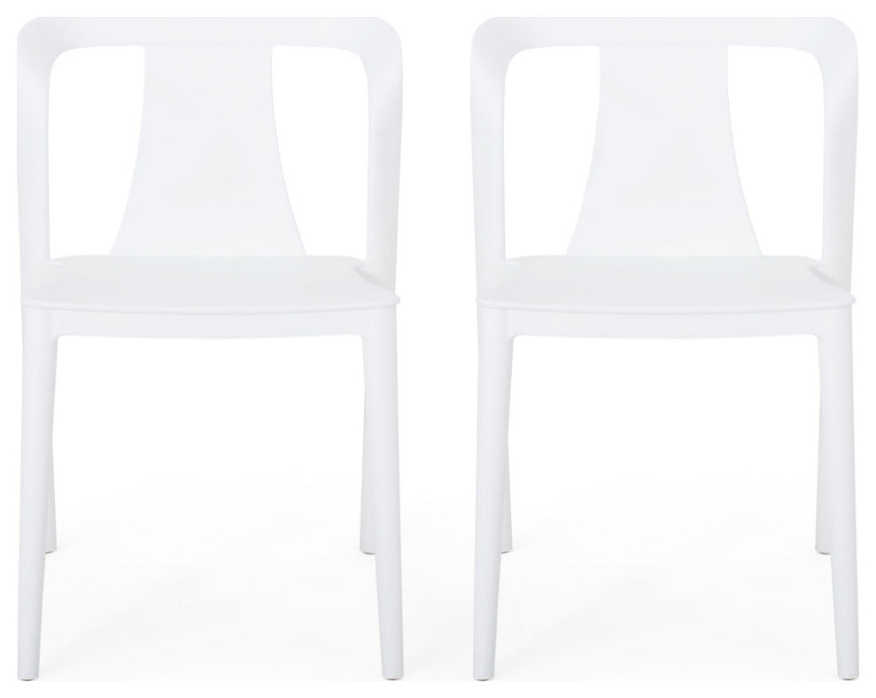 Xanth Outdoor Stacking Dining Chair, Set of 2, White