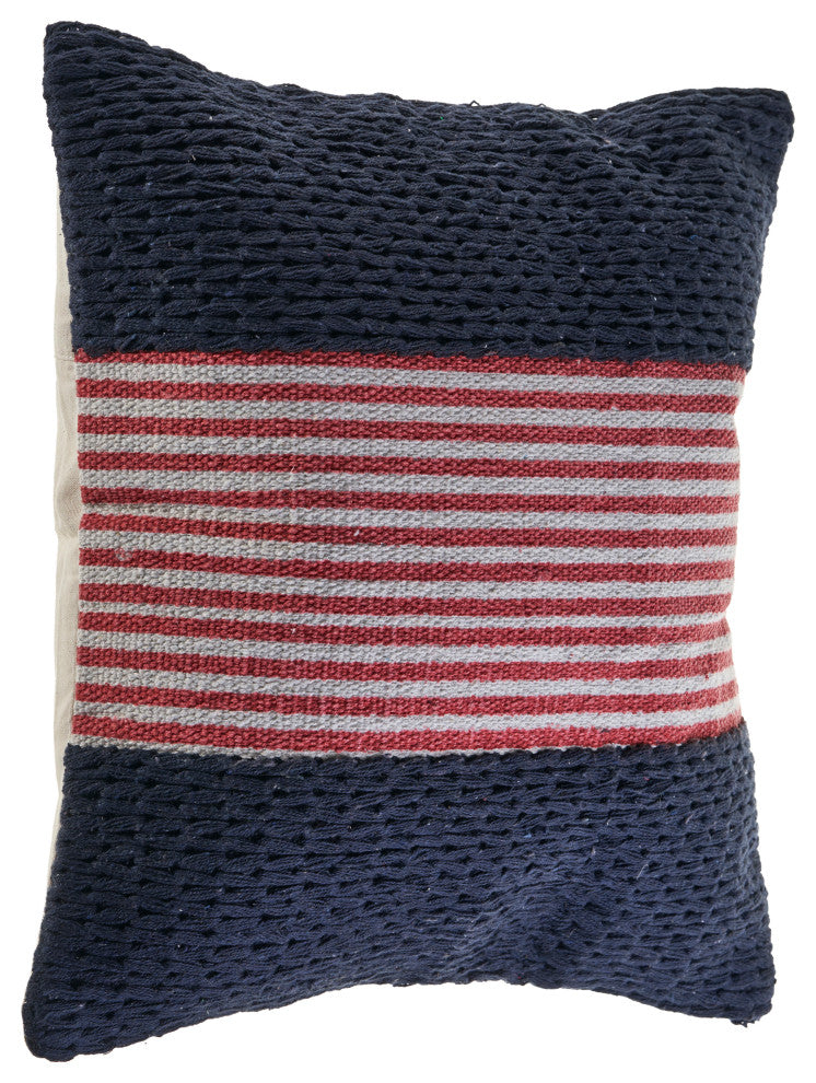 Navy Nautical Striped Throw Pillow