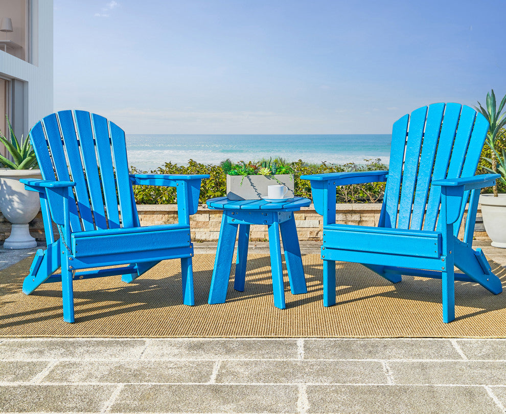 20"D Outdoor Patio HDPE Round Side Table, Bule