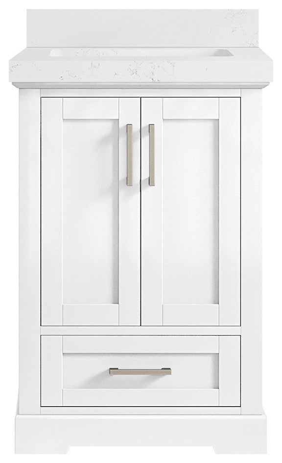 Boston 24 Single Sink Bathroom Vanity, White 2" Empira Quartz