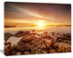 Beautiful Sunset Over Rocky Beach, Large Seashore Canvas Art Print, 20"x12"