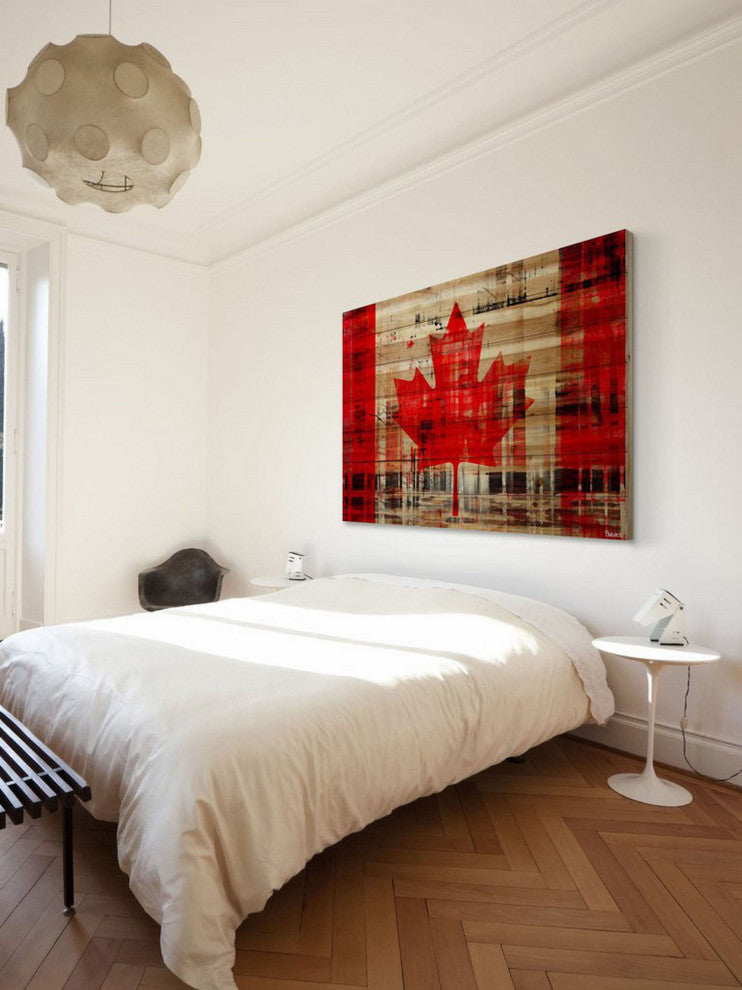 "Canadian Trees" Print on Natural Pine Wood, 60"x40"