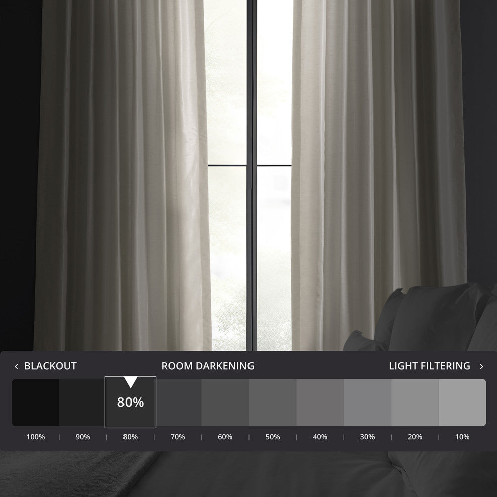 Vintage FauxDupioni Silk Curtain, Single Panel, Mist Gray, 50"x108"