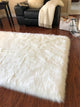 Super Soft Faux Sheepskin Silky Shag Rug, White, 6' Square