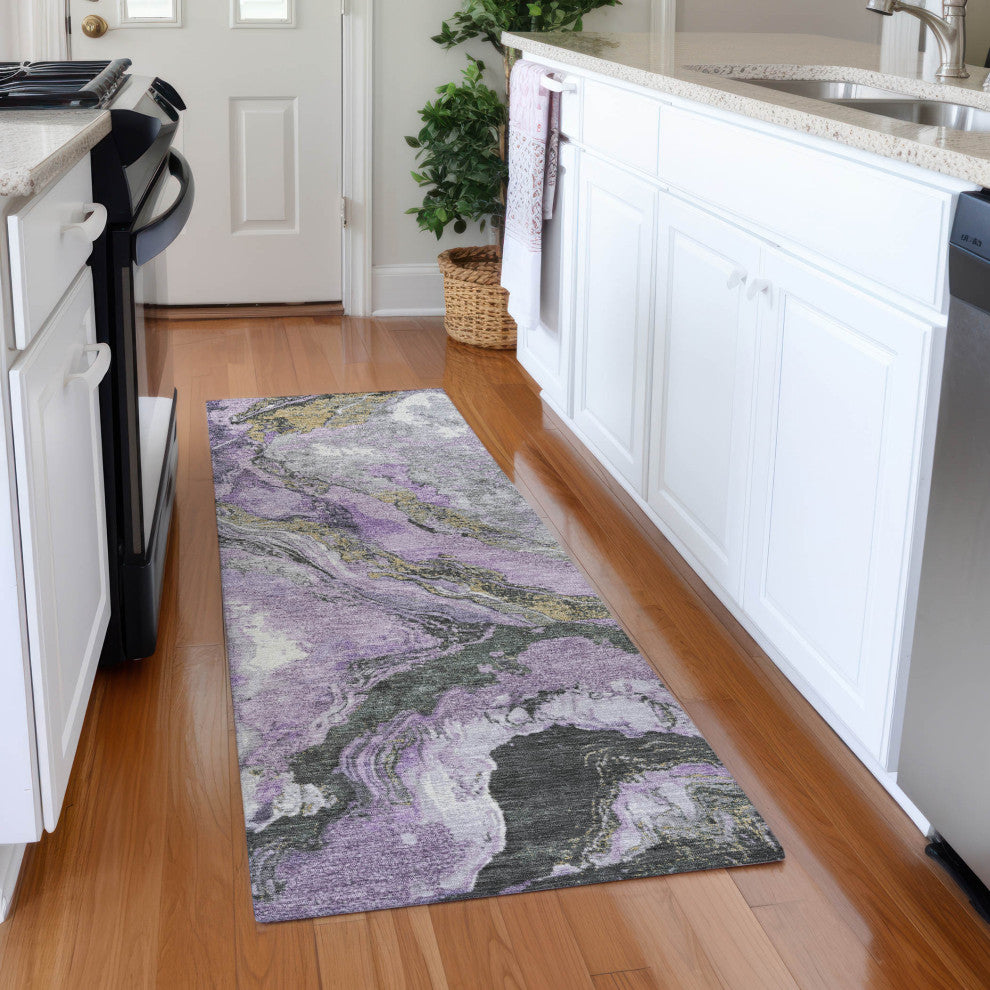 Machine Washable Indoor/Outdoor Chantille ACN1908 Violet 2'3" x 7'6" Runner Rug