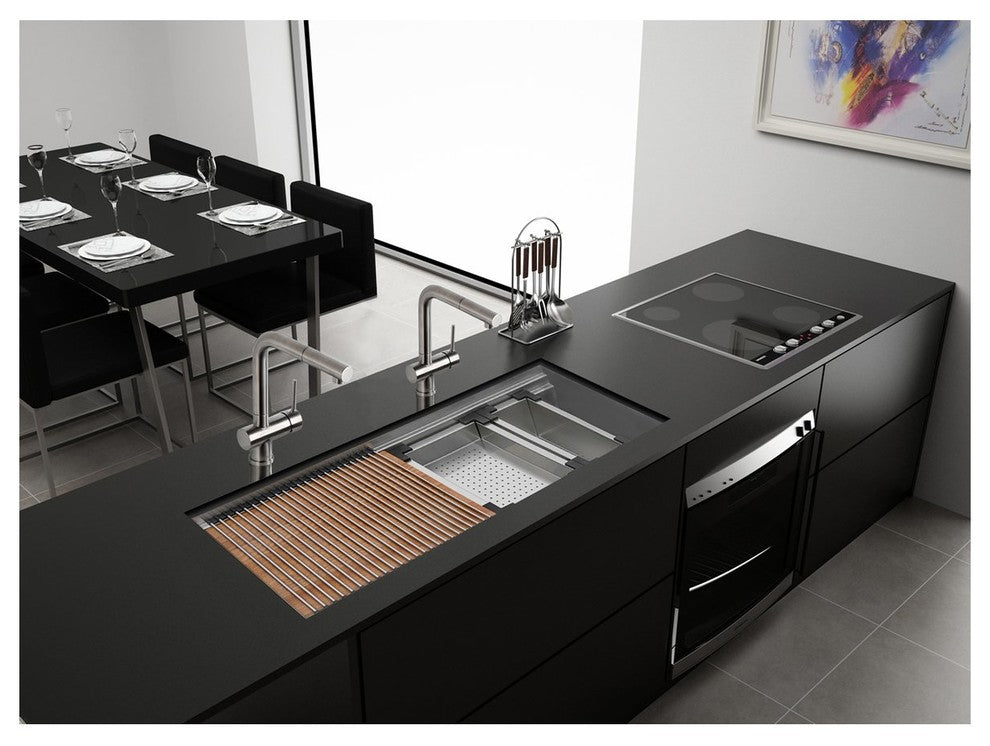 Ruvati 33" Workstation Kitchen Sink Undermount Stainless Steel, RVH8222