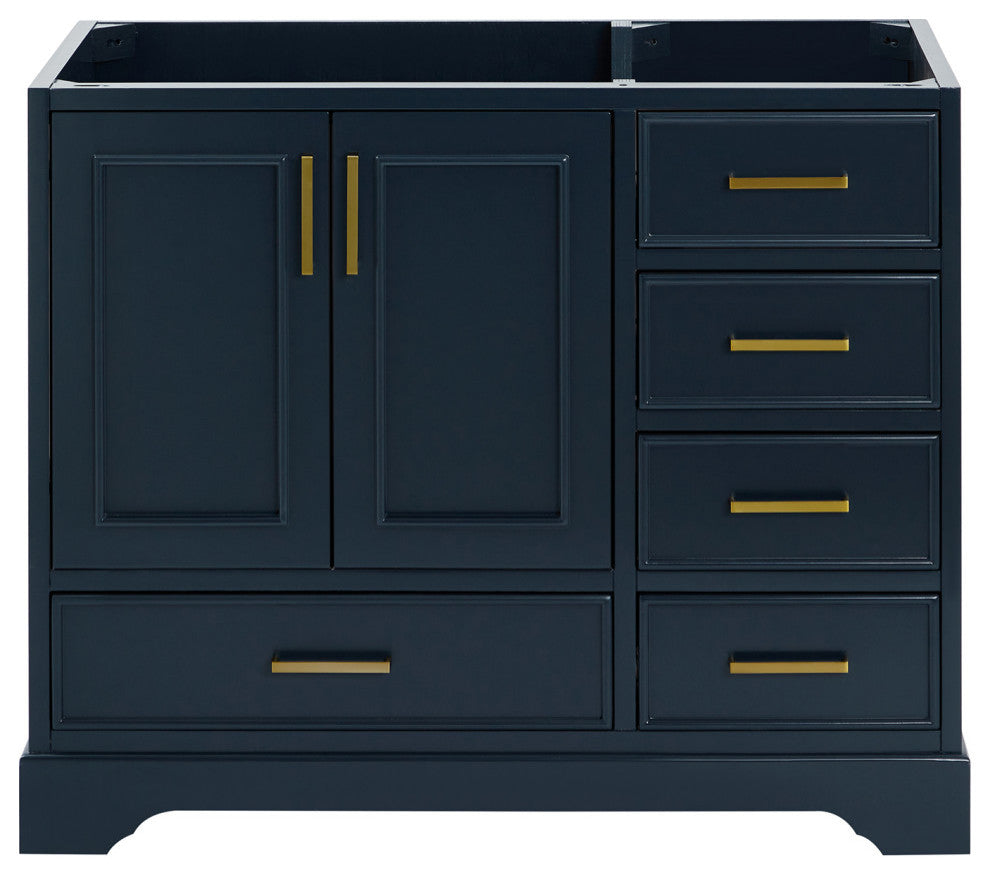 Ariel Stafford 42" Single Left Offset Sink Bathroom Vanity Base, Midnight Blue