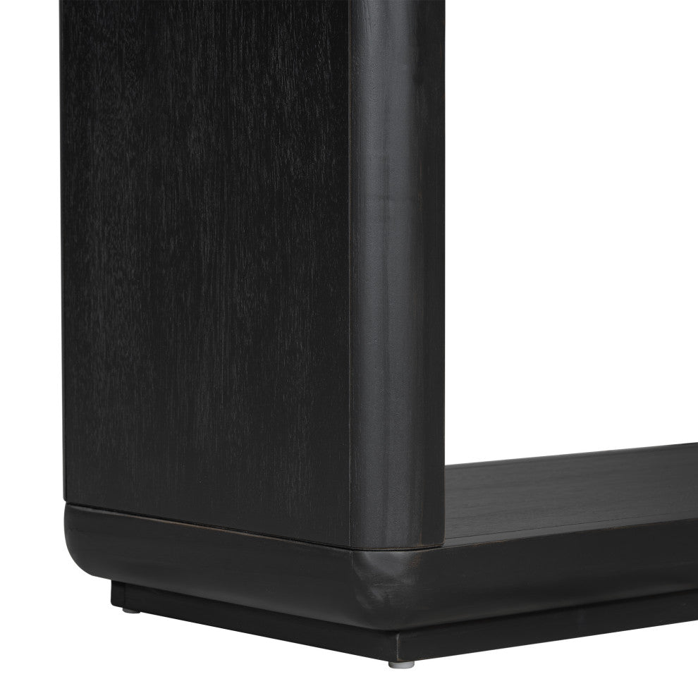 GDF Studio Wood Console Table With Curved Corners, U-Base, Black