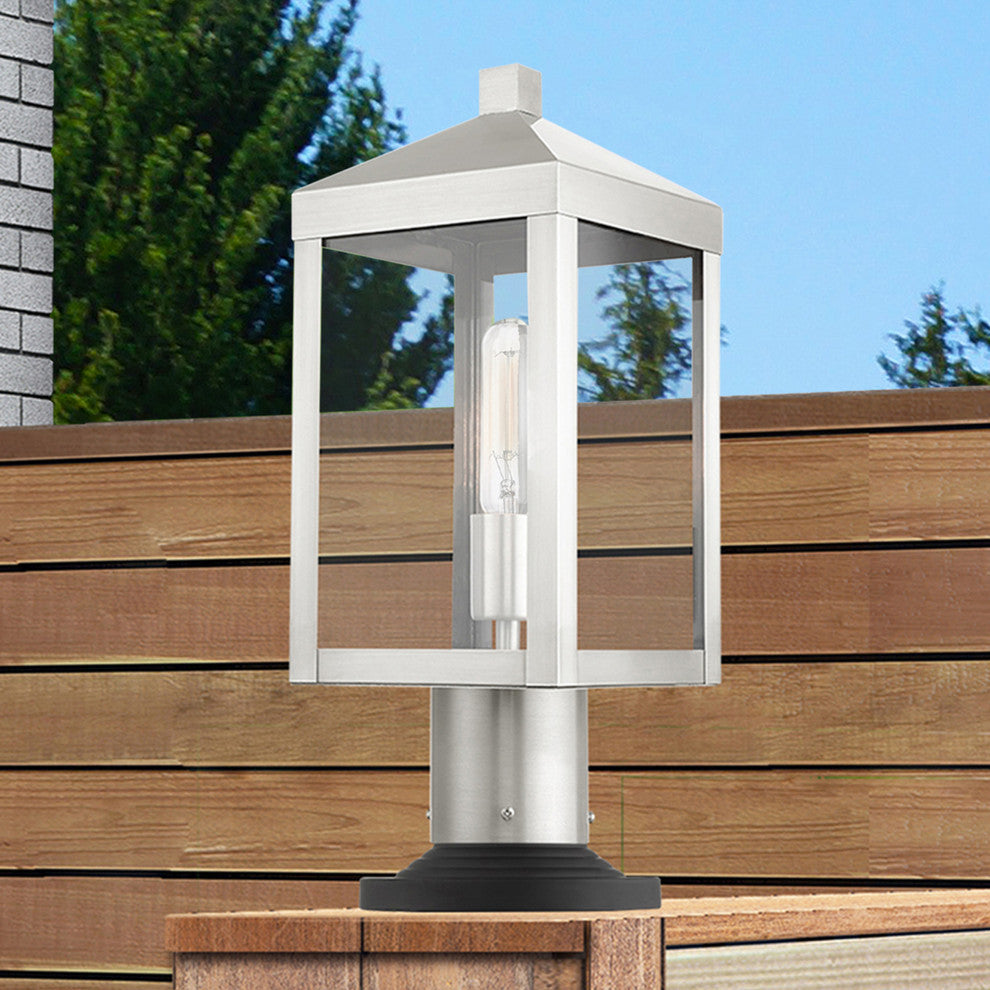 Livex Lighting Nyack 1 Light Brushed Nickel Small Outdoor Post Top Lantern