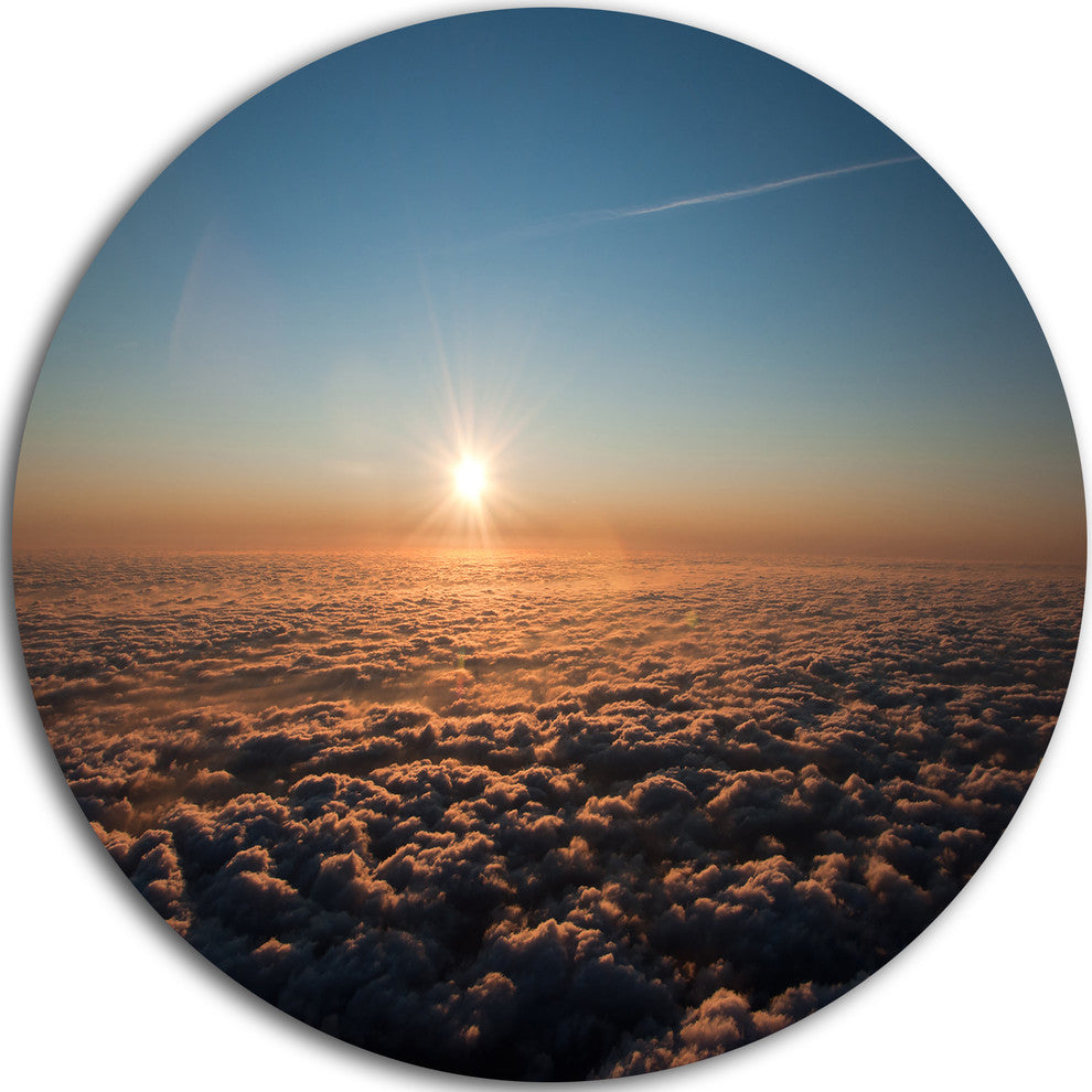 Sunset Above The Dark Clouds, Beach Round Wall Art, 36"