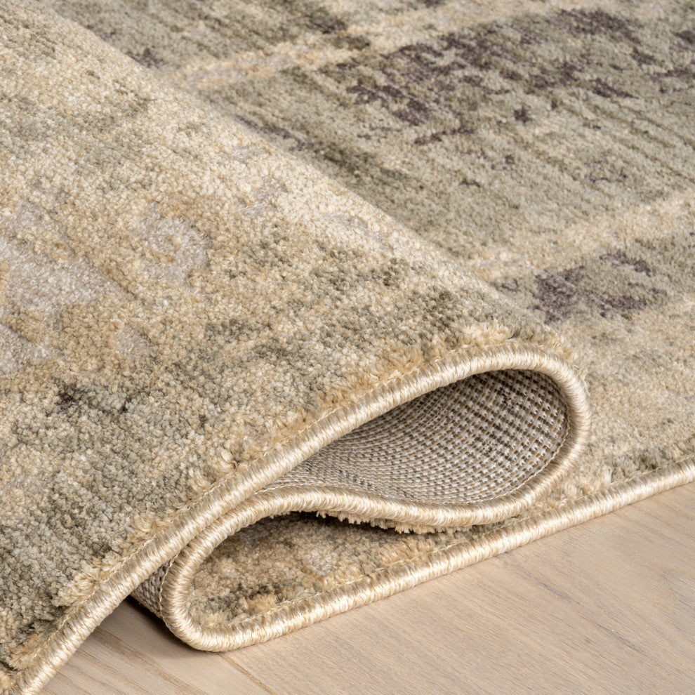 Eulalie Contemporary Abstract Area Rug, Green 2'8"x8'