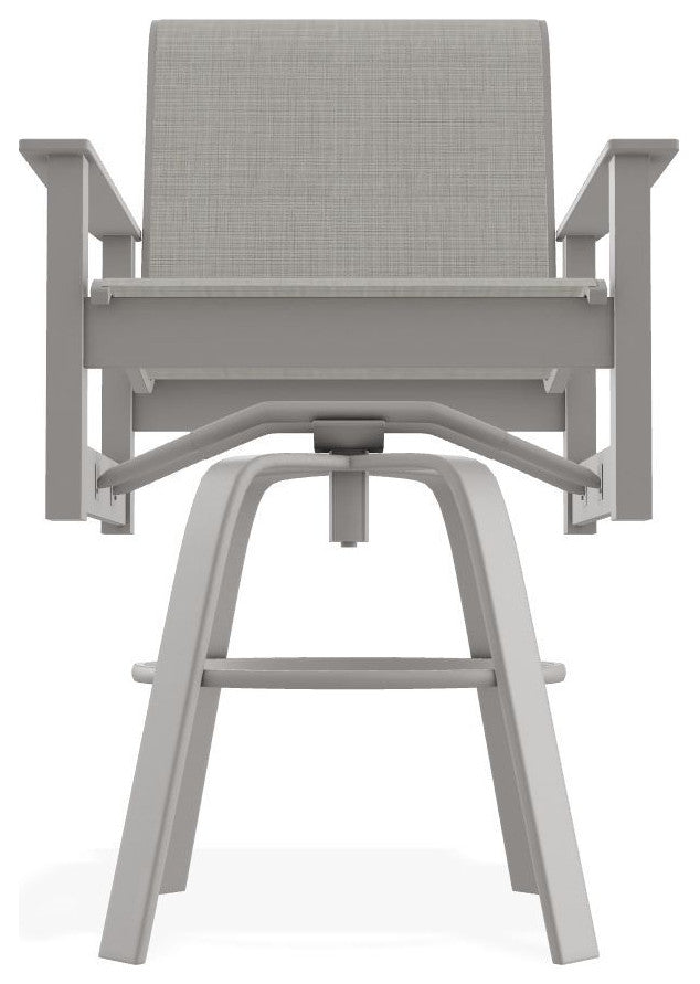 Leeward Sling Bar Height Outdoor Swivel Armchair, Deacon/Warm Gray