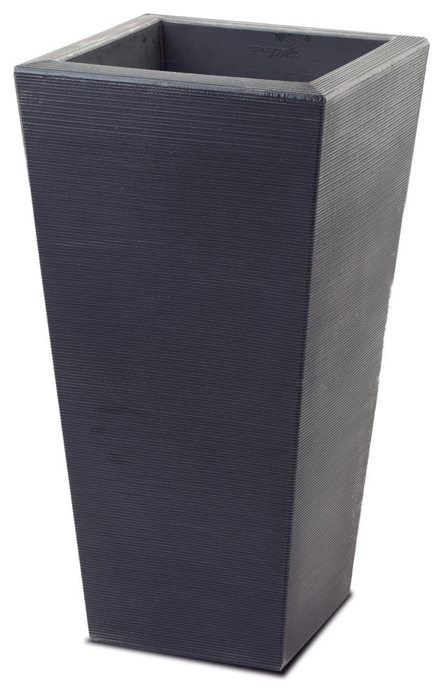 Bowery Indoor/Outdoor Tall Square Pot with Sand Cavity, Black, 15"