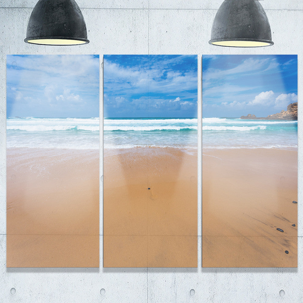 "Peaceful Atlantic Seashore Portugal" Beach Metal Wall Art, 3 Panels, 36"x28"