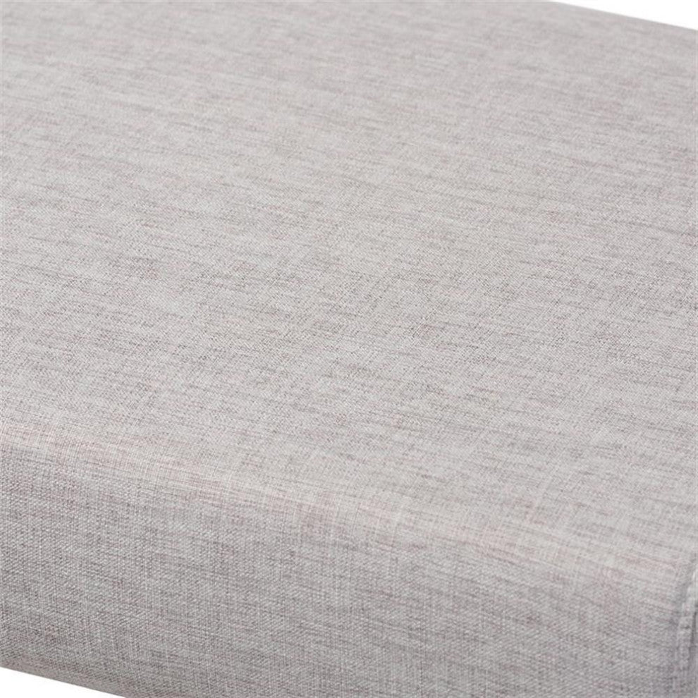 Baxton Studio Rika Greyish Beige Upholstered Walnut Brown Boomerang Bench