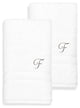 Denzi Hand Towels With Monogrammed Letter, Set of 2, F