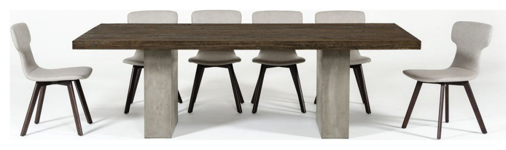 Modrest Renzo Modern Oak and Concrete Dining Table, Large