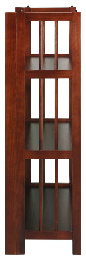 03-Shelf Folding Bookcase 14" Wide-Walnut