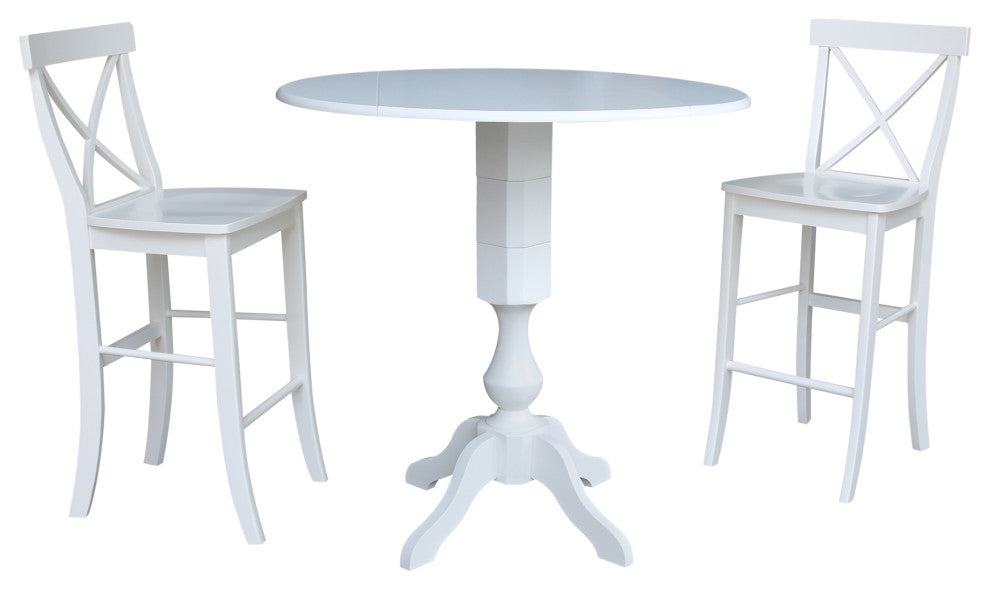 42" Round Pedestal Bar Height Table with 2 Bar Height Stools
