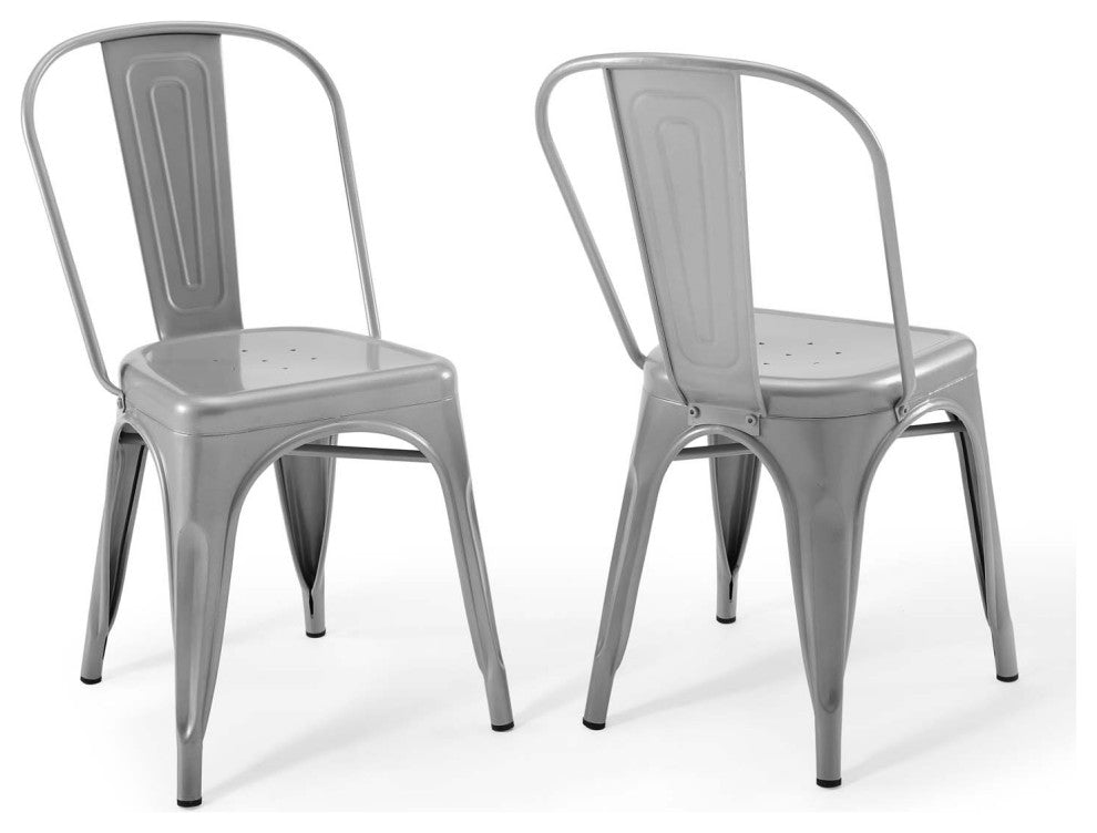 Promenade Bistro Dining Side Chair Set of 2-Silver