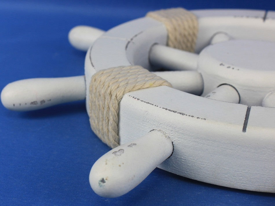 Rustic White Ship Wheel 12'', Beach Decor, Small Colorful Ship Wheel