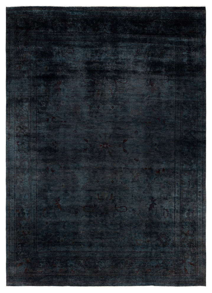 Overdyed One-of-a-Kind Hand-Knotted Area Rug Black, 10' 1" x 13' 6"