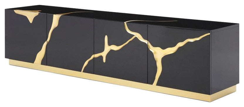 Modrest Aspen Modern Black and Gold TV Stand