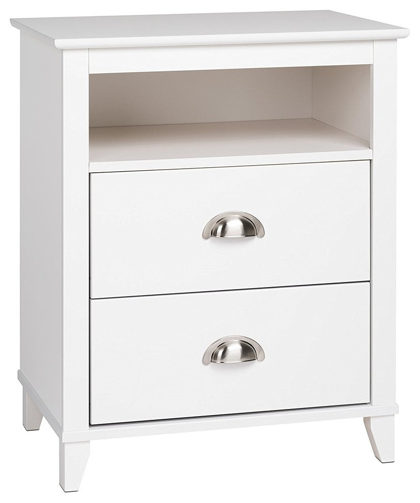 Stunning 2, Drawer Tall Nightstand, White Laminate Finish