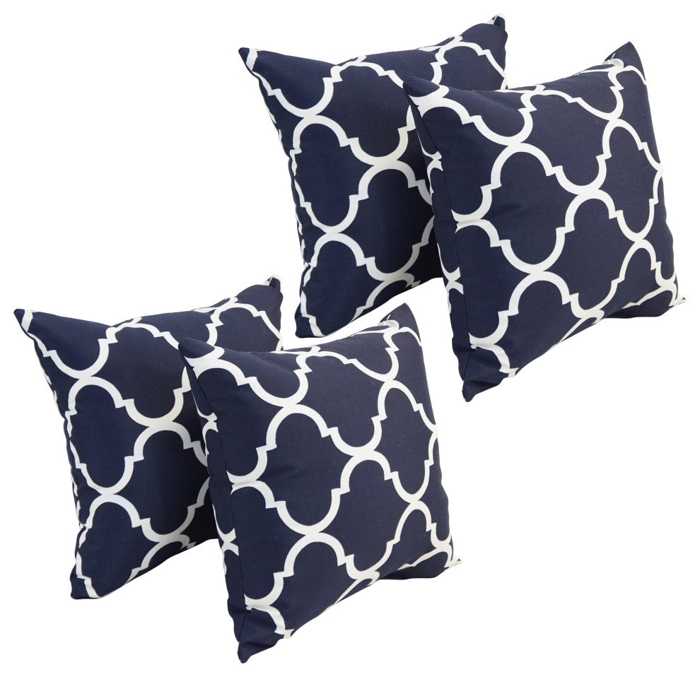 17" Square Polyester Outdoor Throw Pillows, Set of 4, Landview Navy