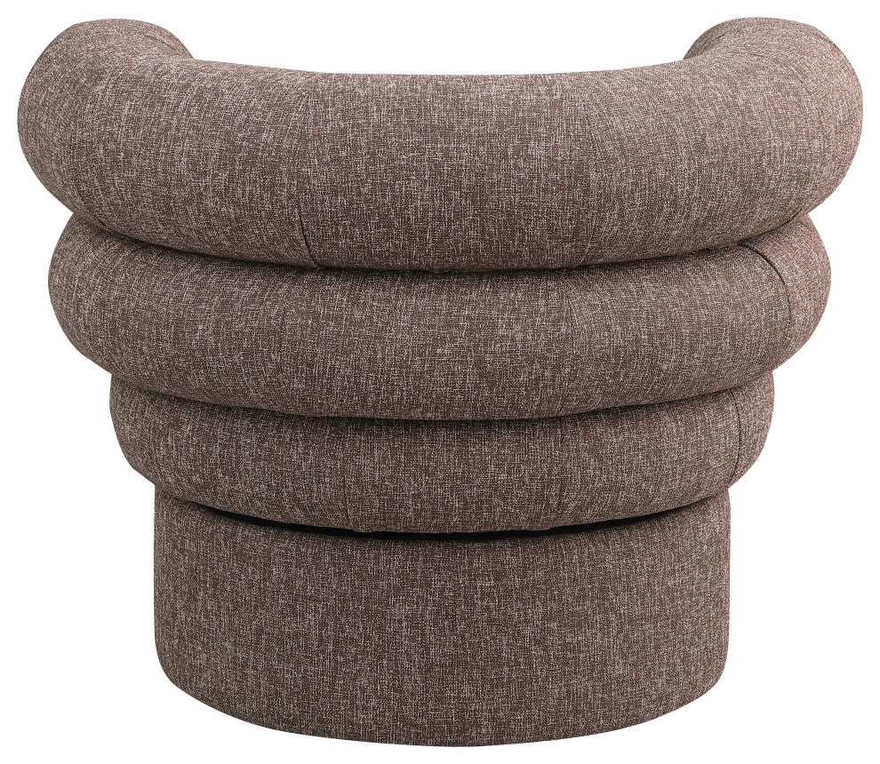 Valentina Linen Textured Fabric Upholstered Accent Swivel Chair, Brown