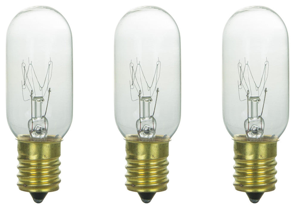 3 Pack Sunlite Clear Tubular Bulb, 25W, 120V, 2000 Hrs, Intermediate Base