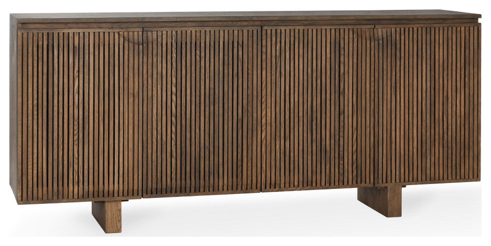 Roya 82" Oak Wood 3-Door Sideboard Buffet, Toasted Brown, 4-Door