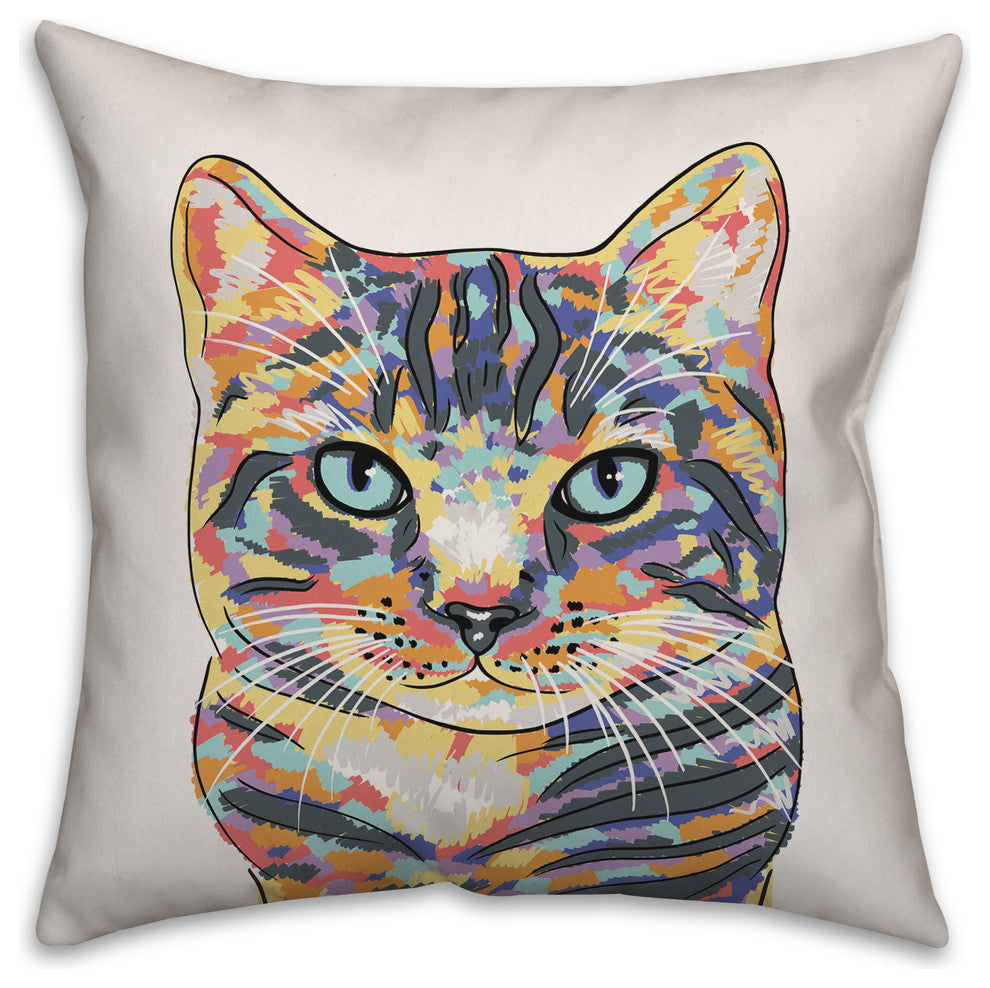Watercolor Cat Throw Pillow