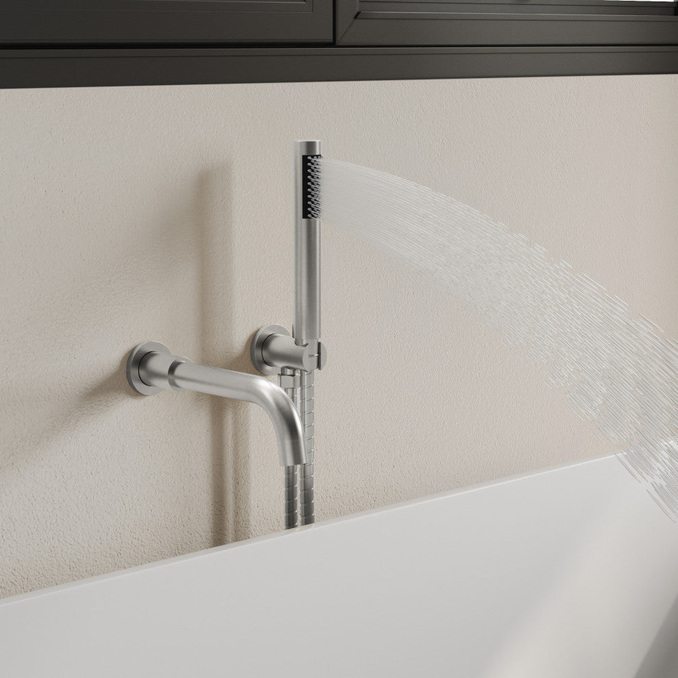 Wall-Mount Tub and Handheld Shower Faucet Set, Brushed Nickel