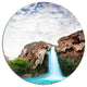 Amazing Waterfall Under Cloudy Sky, Landscape Round Wall Art, 11"