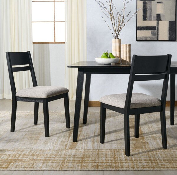 Safavieh Couture Bellalexa Wood Dining Chair, Black/Light Grey