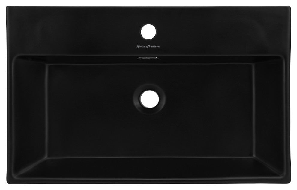 Claire 24" Ceramic Console Sink Matte Black Basin Black Legs