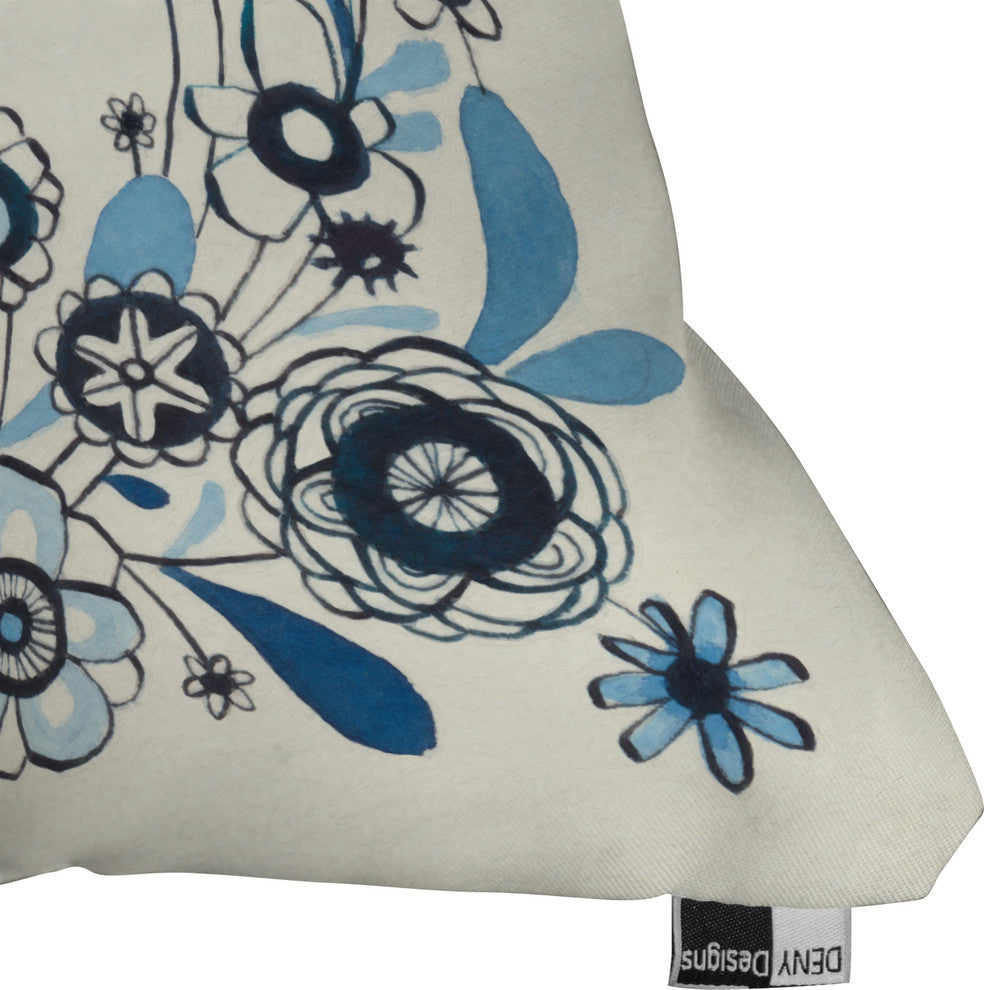 Deny Designs Cori Dantini Modern Delft Floral Outdoor Throw Pillow